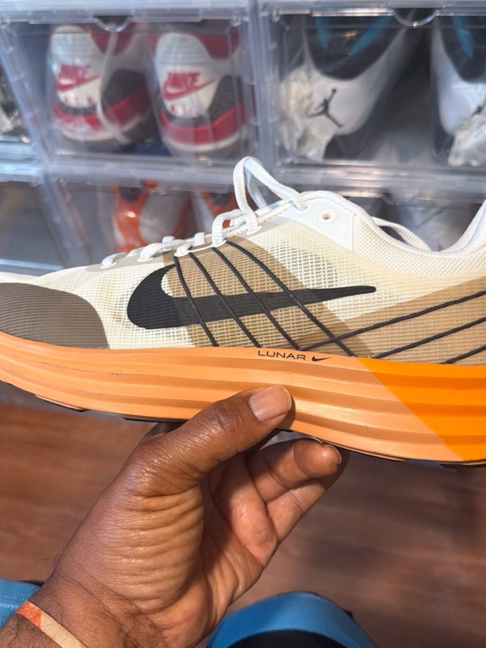 Nike Men’s Lunar Running Shoe — White, Orange, Black